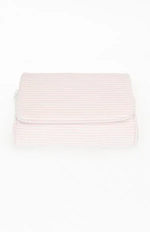 Pink Striped Makeup Bag image number 1