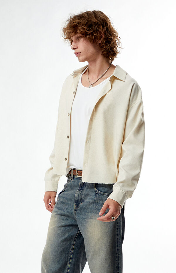 FIELD OF STUDY by Pacsun Ripley Long Sleeve Cropped Shirt