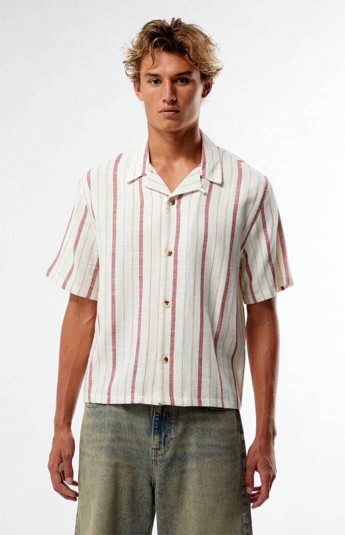 Pacsun White Striped Oversized Camp Shirt