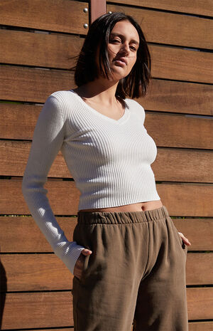 White Milena V-Neck Sweater image number 2
