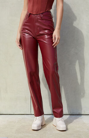 x PacSun Red Lune Faux Leather Pants image number 2
