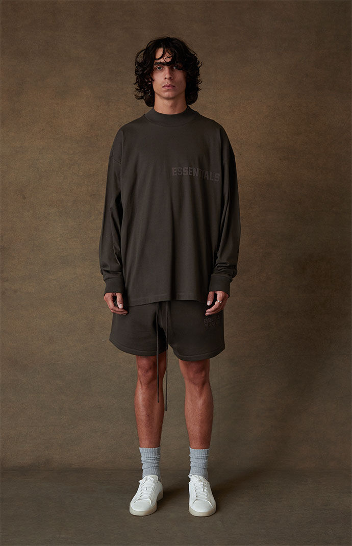 Fear of God Essentials Off Black Long Sleeve T-Shirt | PacSun