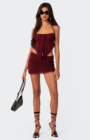 Ariyah Open Tie Back Ruffle Mesh Top image number 5