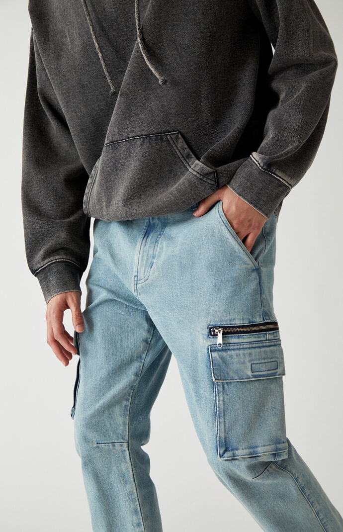 Medium Indigo Slim Taper Cargo Jeans