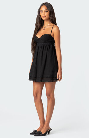 Bonny Lace Trim Cotton Mini Dress image number 3