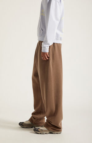 Brown Fleece Extreme Baggy Sweatpants image number 3