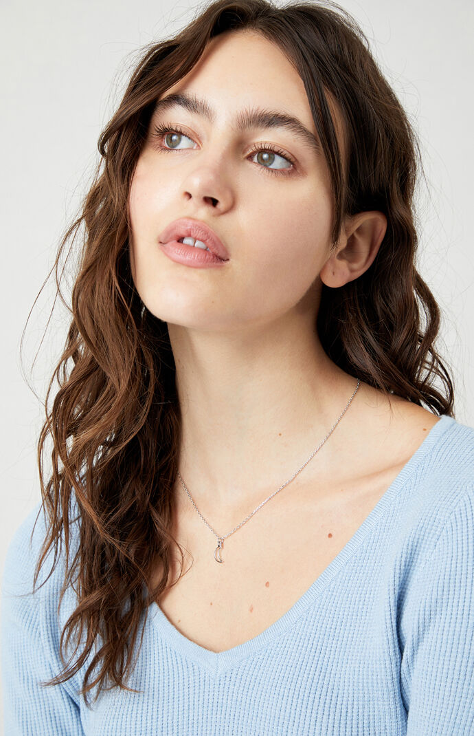 Silver Simple Moon Necklace