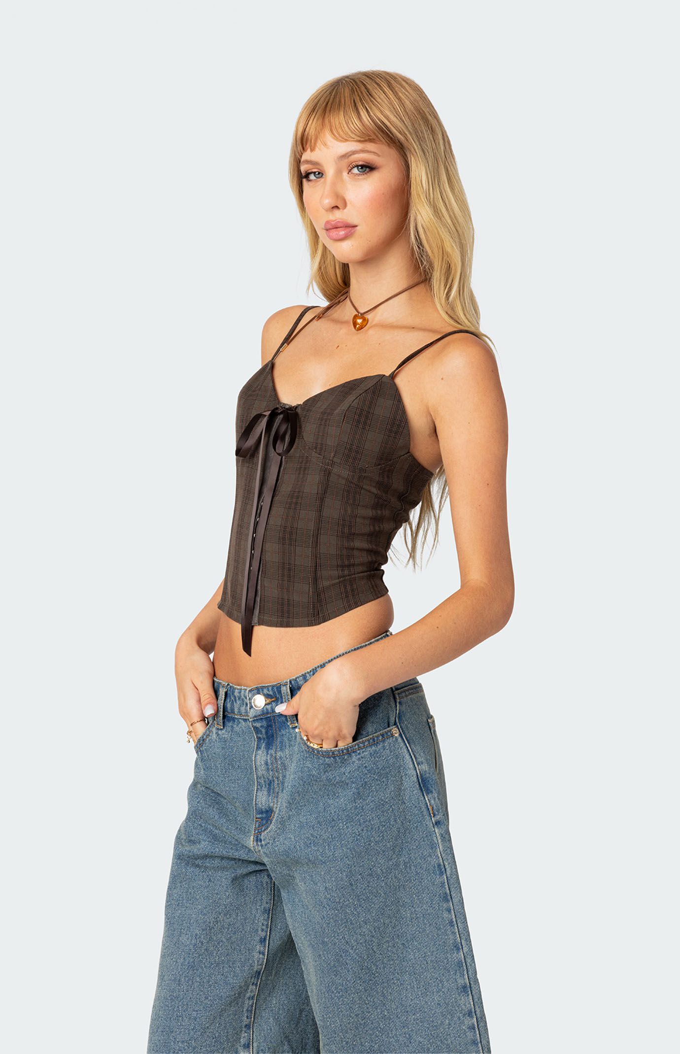 Edikted Plaid Lace Up Corset | PacSun