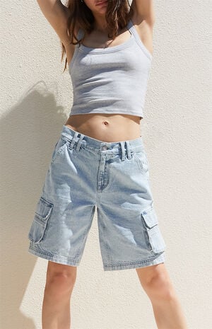 Light Indigo Baggy Cargo Jorts image number 1