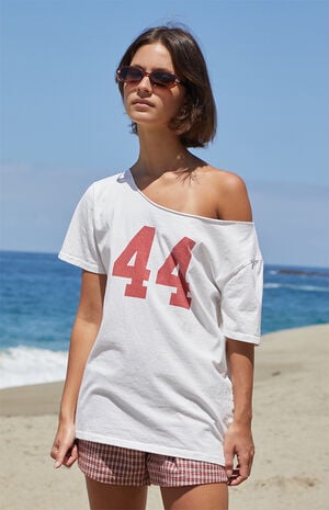 White 44 Off-The-Shoulder T-Shirt