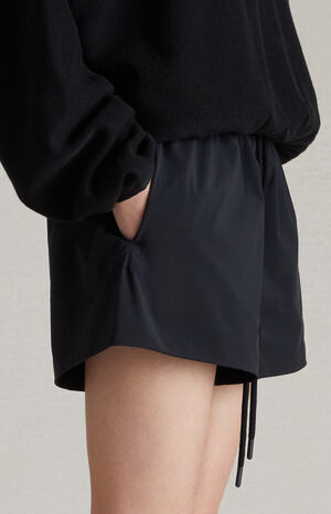 Women's Jet Black Nylon Running Shorts image number 4