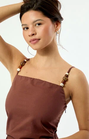 Katie Beaded Linen Mini Dress image number 5