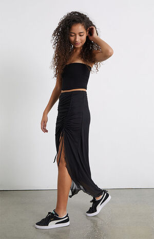 Asymmetrical Mesh Midi Skirt image number 1