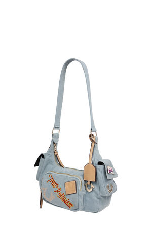 Multi Patch Denim Hobo Shoulder Bag image number 3