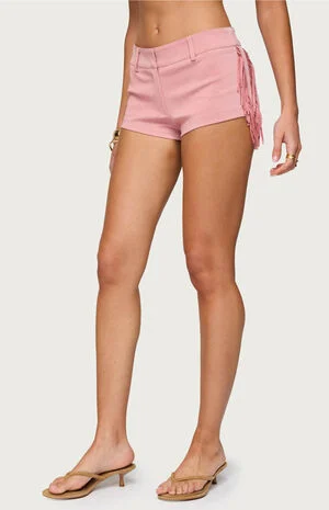 Sapir Fringe Faux Suede Shorts image number 2