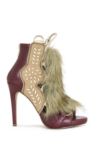 Women's Shainy Faux Fur Gladiator Sandal Booties image number 1