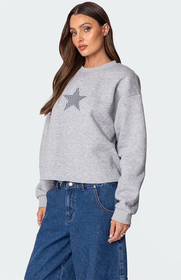 Edikted Gingham Star Sweatshirt | PacSun