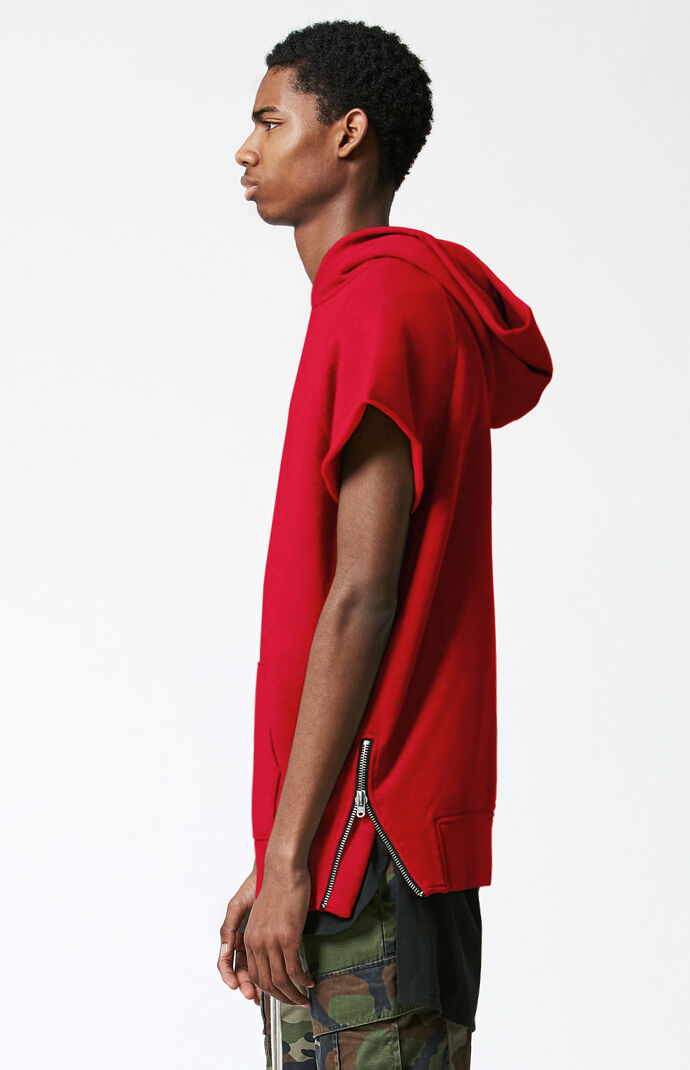 Fear of god fog essentials hot sale cutoff sleeve pullover hoodie white