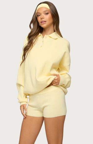 Lorie Oversized Knit Polo Sweater image number 2