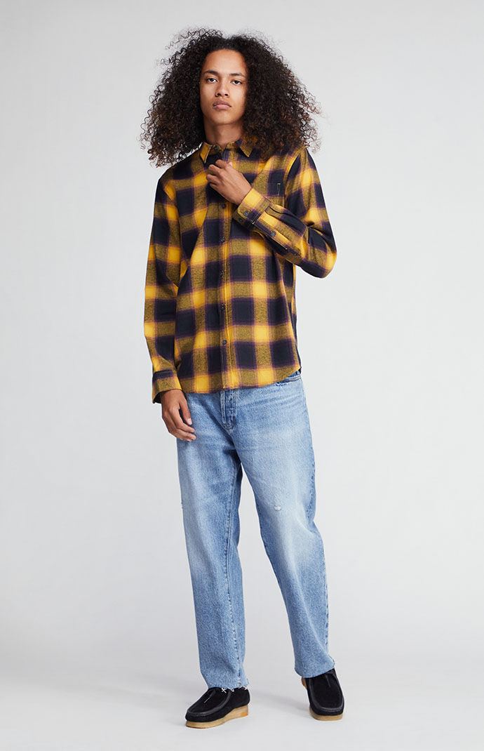 PacSun Yellow Classic Tartan Plaid Shirt PacSun
