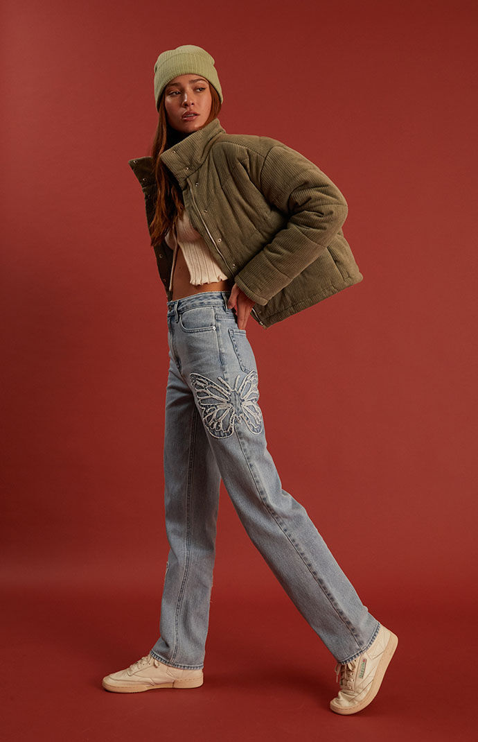 PacSun Butterfly Patch 90s Boyfriend Jeans PacSun