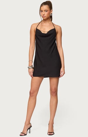 Bead Backless Cowl Neck Mini Dress image number 1