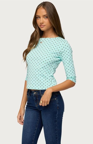 Lela Polka Dot Quarter Sleeve Top image number 2