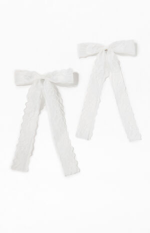 2 Pack White Kaelie Bow Hair Clips image number 1