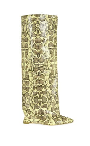 Women's Kenya Yellow Snake Wedge Boots image number 1