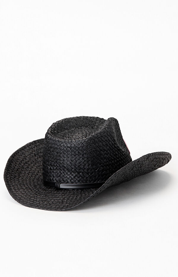 Von Dutch Black Straw Cowboy Hat | Pacsun display picture 1