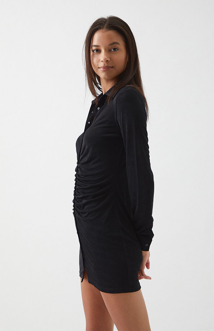 La hearts long sleeve button front dress clearance