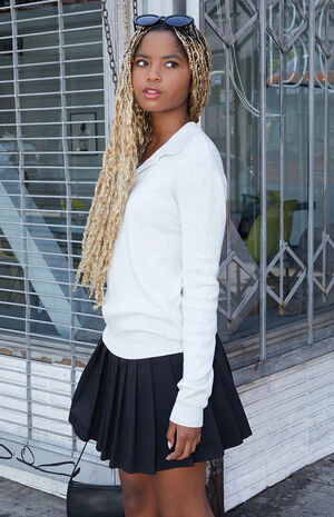 Light Gray Camilla Polo Button Sweater image number 2