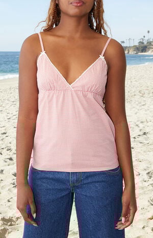 Red & White Plaid Edith Tank Top Red & White Plaid Edith Tank Top image number 2