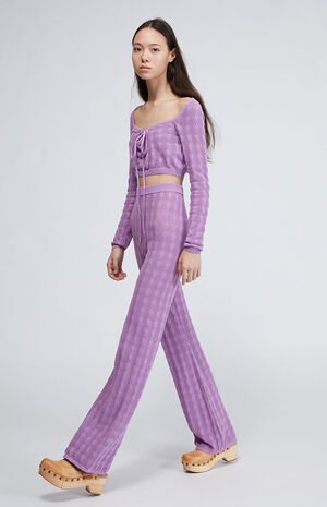Pointelle Knit Flare Trousers image number 4