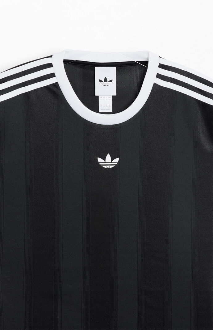 adidas Black 3-Stripe Jacquard Short Sleeve Jersey | Pacsun