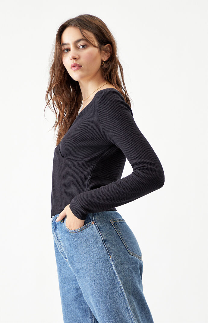 Cozy Surplice Long Sleeve Top