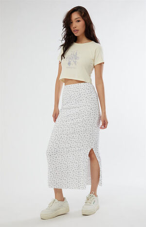 Beige Challis Midi Skirt image number 1