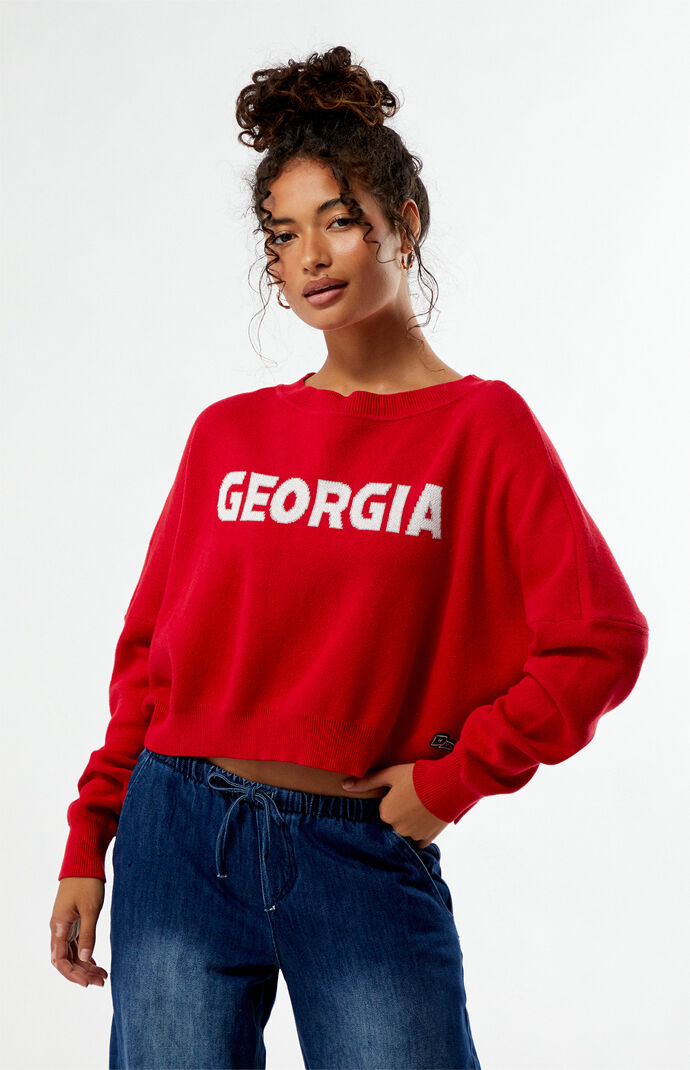 HYPE & VICE Georgia Bulldogs Ivy Knit Cropped Sweater
