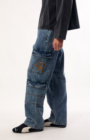 Dylan Baggy Jeans LA Embroidered Cargo Medium Wash image number 3