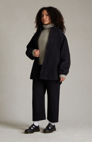 Essentials Overdye Black Denim Filled Shirt Jacket image number 6