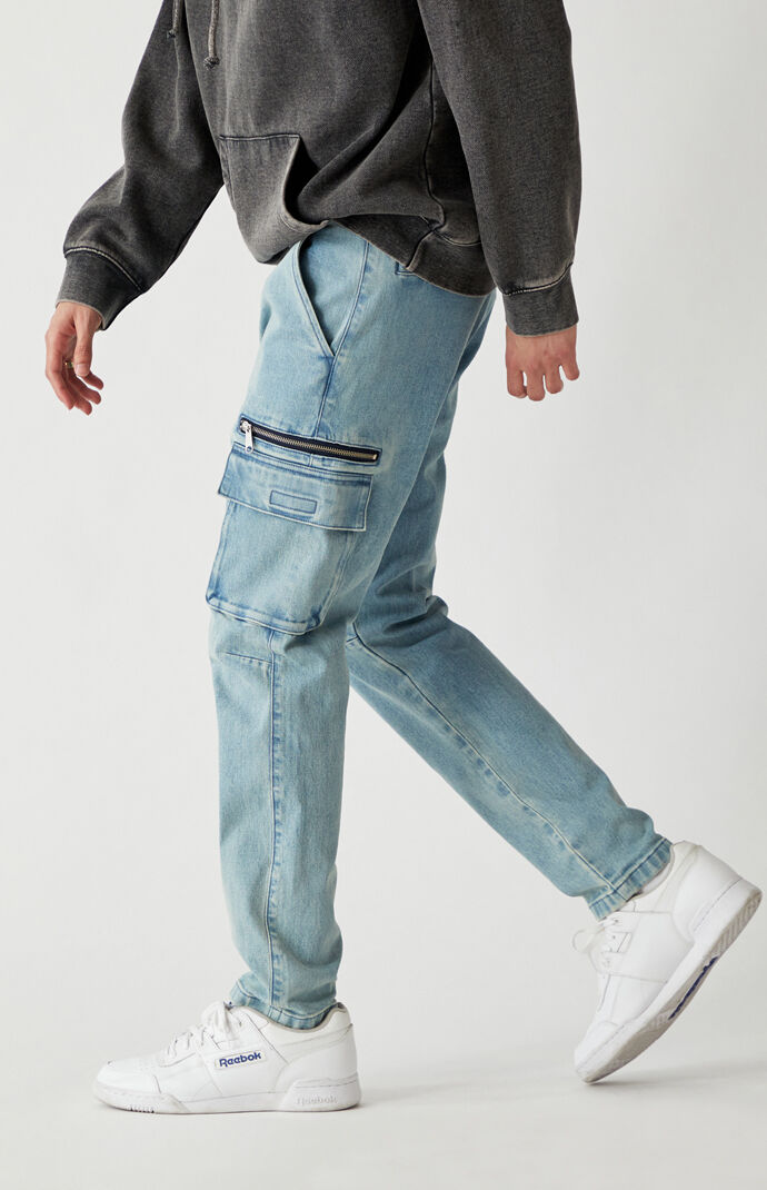 Medium Indigo Slim Taper Cargo Jeans