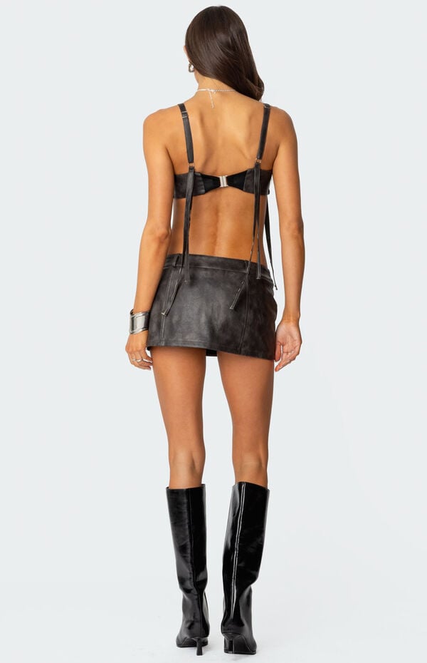 Edikted Sadaf Faux Leather Mini Skort
