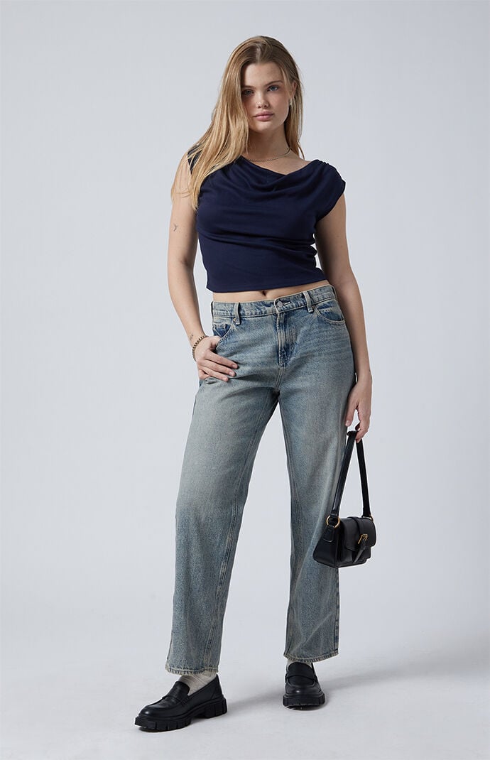 PacSun Jordyn Low Rise Straight Leg Jeans Medium Indigo | PacSun