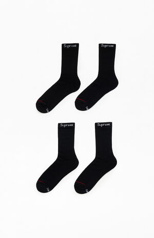 x Hanes 4 Pack Black Crew Socks image number 2