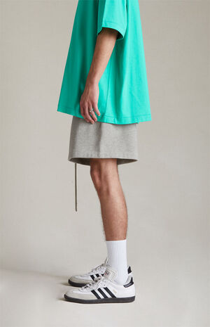 Dark Heather Oatmeal Fleece Running Shorts image number 2