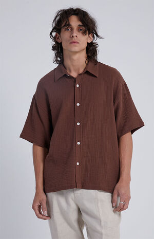 Brown Boxy Button Down Shirt image number 1