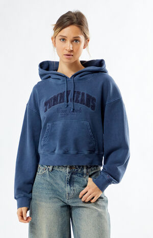 Garment Dye Varsity Boxy Cropped Hoodie image number 1