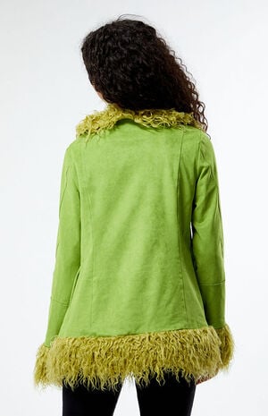 Faux Suede Fur Trim Jacket image number 4