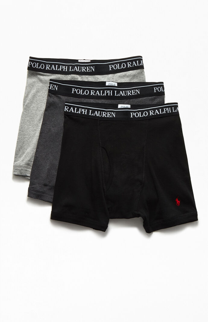 Gray & Black Three-Pack Boxer Briefs