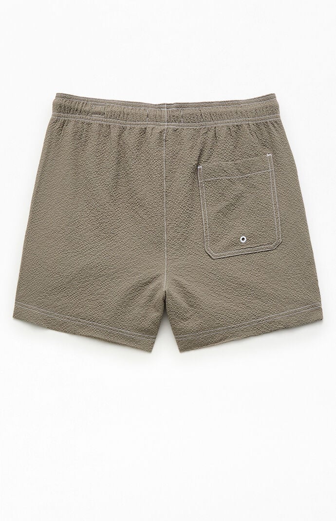 Pacsun Cursive Contrast Stitched Seersucker 4.5" Swim Trunks